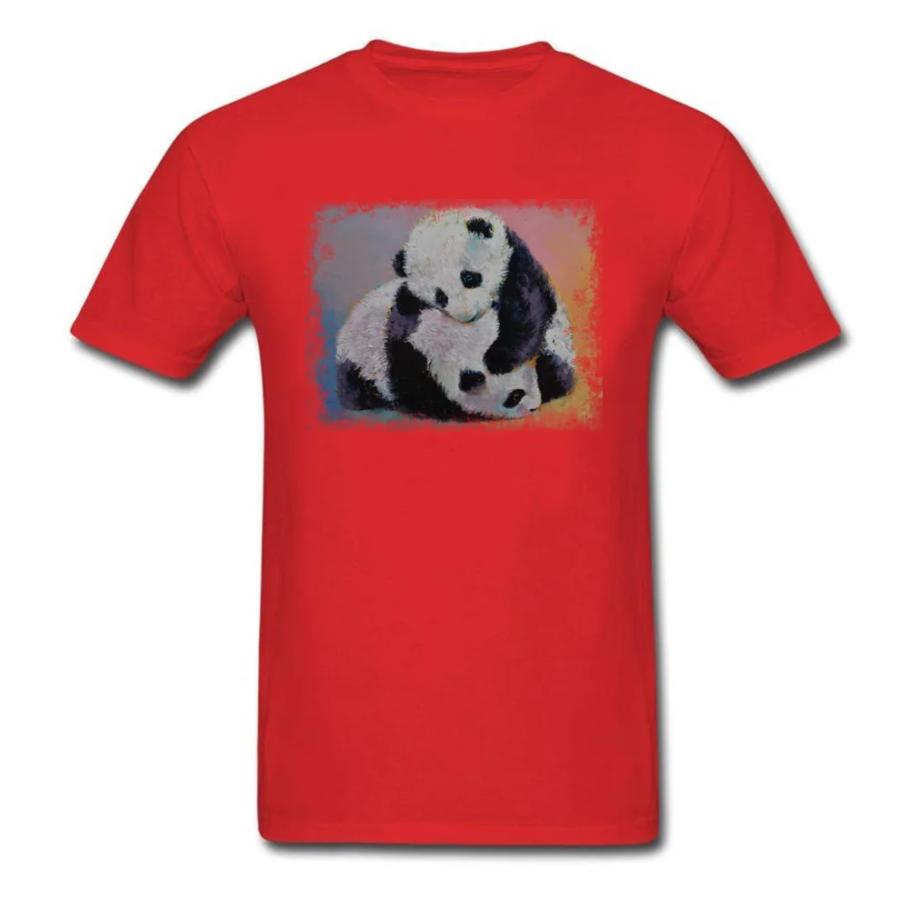 BABY PANDA RUMBLE Casual Summer Fall Pure Cotton Crew Neck Men Tops Shirt Geek Tees Company Short Sleeve T Shirt BABY PANDA RUMBLE red