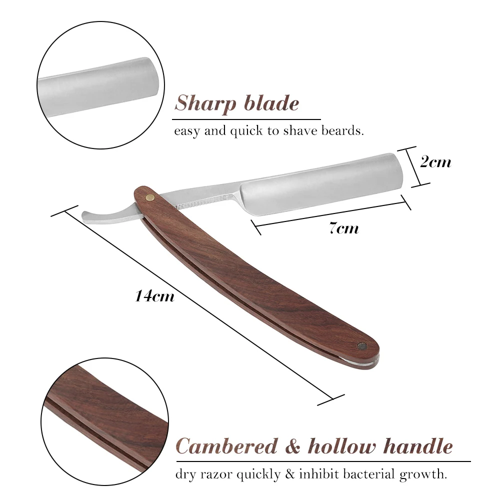 Винтаж Ретро деревянный прямой край Парикмахерская бритвы нержавеющая сталь лезвие складной бритья ножи инструмент для удаления волос