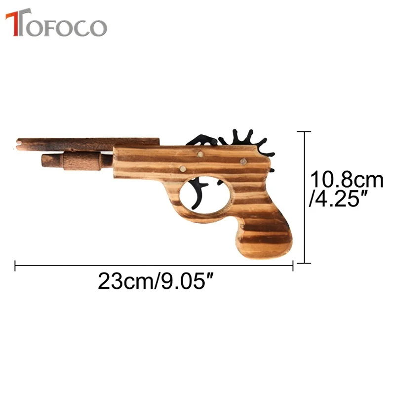 TOFOCO деревянный резиновый ремешок пистолет детский ручной пистолет игрушечный револьвер дети веселые игры на открытом воздухе шутер игрушки безопасность