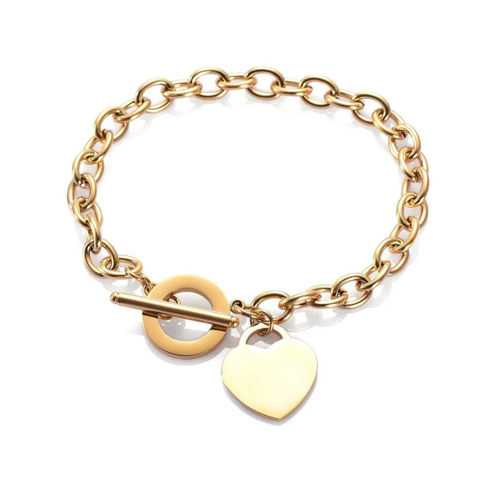 Классический 3 цвета Carve Forever Love Heart браслет для женщин титановая сталь