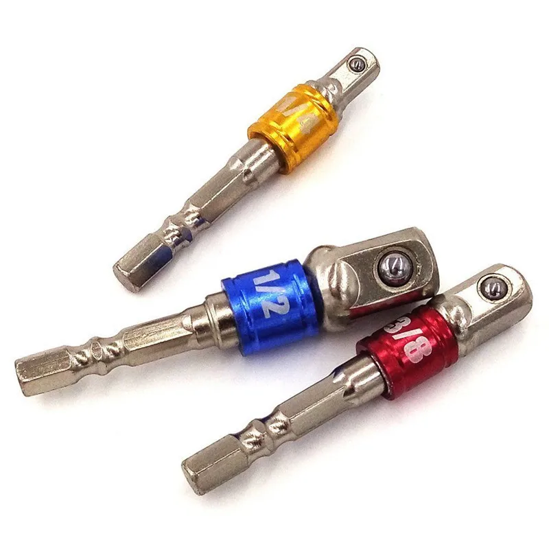 3Pcs Colors Screwdriver Driver Socket Adapter Extension Bit Set Hexagon