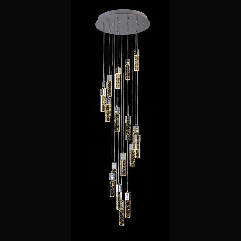 Long Chandeliers for Stairs Spiral Chandelier For Staircase Hanging Lights Ceiling Chandelier Light Hanging Lamps for Stairwell