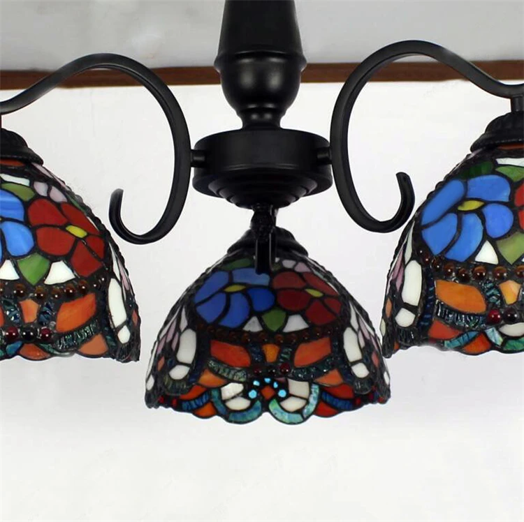 Стеклянный художественный потолочный светильник FUMAT, Европейский Винтажный Средиземноморский витражный стеклянный потолочный светильник, простой светильник для гостиной