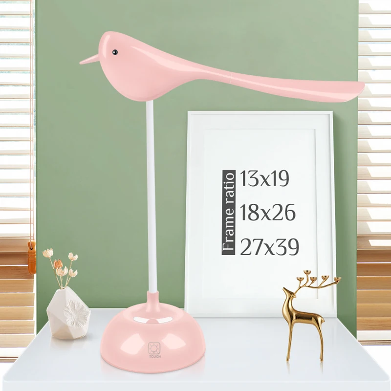 

Led Press Switch Table Lamp Nordic Bird Lights 3 Modes Clip Usb Desk Lamp Eye Protection Dimmer Rechargeable Foldable Fixtures