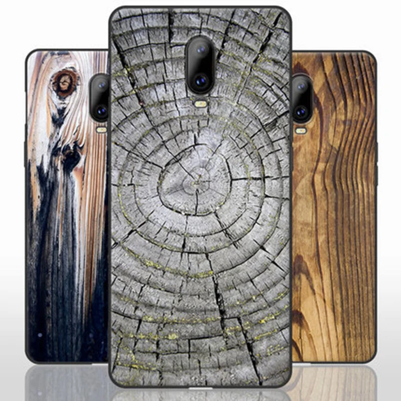 

6.41" For Oneplus 6T Case wood stone style soft phone Case Oneplu6T Cover For Oneplus 6 T A6010 back Shell One plus 6T coque bag