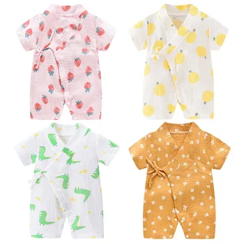 

Summer Autumn Baby Kimono Girls Boys Romper Clothes Newborn Infant Toddler Yarn Robe Floral Jumpsuit Suit Outfits Wholesale боди