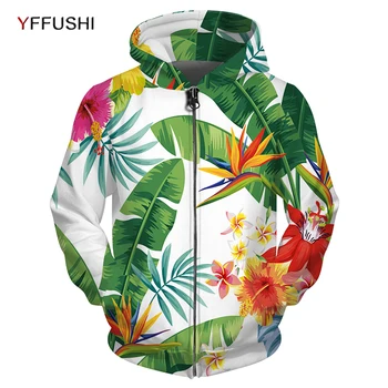 

YFFUSHI Full Printed Jacket for Men Floral Printed Zipper Jacket Coat with Pocket Mens Fashion Hip Hop Zipper Hoodies Streetwear