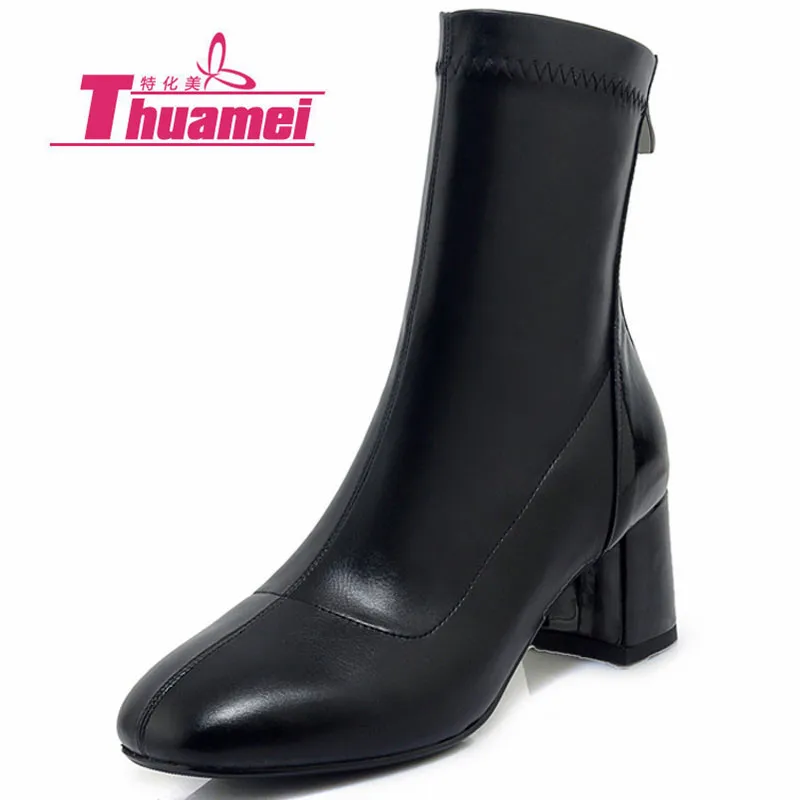 

Platform 6cm Thick Heels Motorcycle Fashion Ankle Autumn Women Boots Shoes Woman Botas Black #Y0795482F
