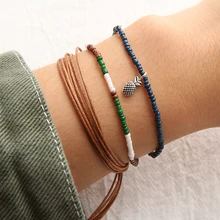 3 шт./компл. многослойная подвеска браслеты панк модные бусины в виде ананаса кожаный плетеный браслет набор женщин Изысканные простые ювелирные изделия