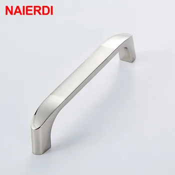 NAIERDI Cabinet Handles Kitchen Door Handles Zinc Alloy Wardrobe Drawer Handles Black Brushed Modern Style Furniture Hardware