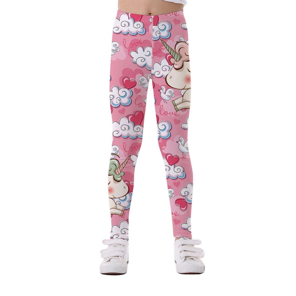 

Domi Ketty girls leggings printed unicorn bird children casual fitness high waist leggings kids baby pink cartoon elastic pants