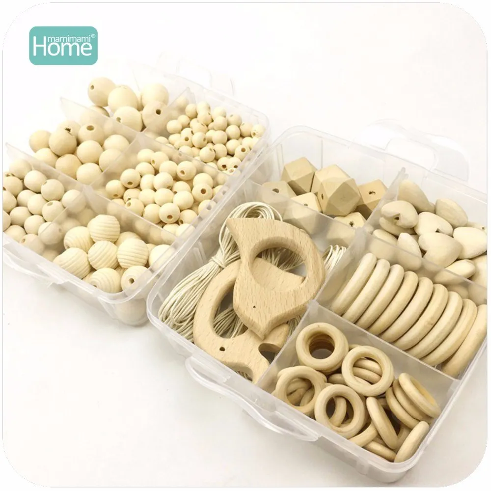 MamimamiHome Baby Teether Wood animal Organic teether Jungle Toy Wooden Waldorf Toys teether necklace bracelet DIY 1