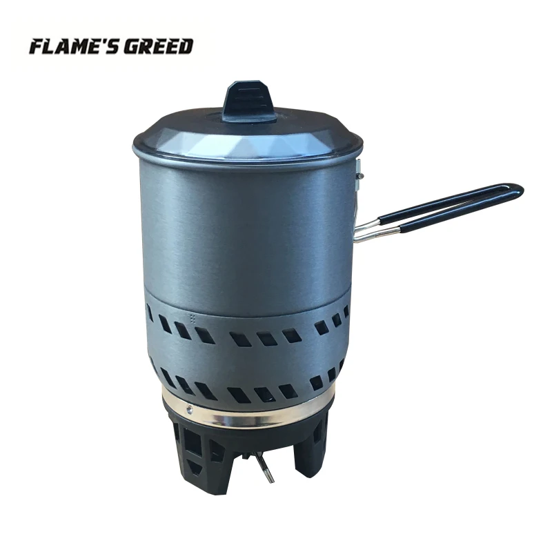 FLAME'S CREED 1.6L One-Piece 2-4 Personal Camping Stove Heat Exchanger Pot camping equipment set Flash Personal Cooking System1