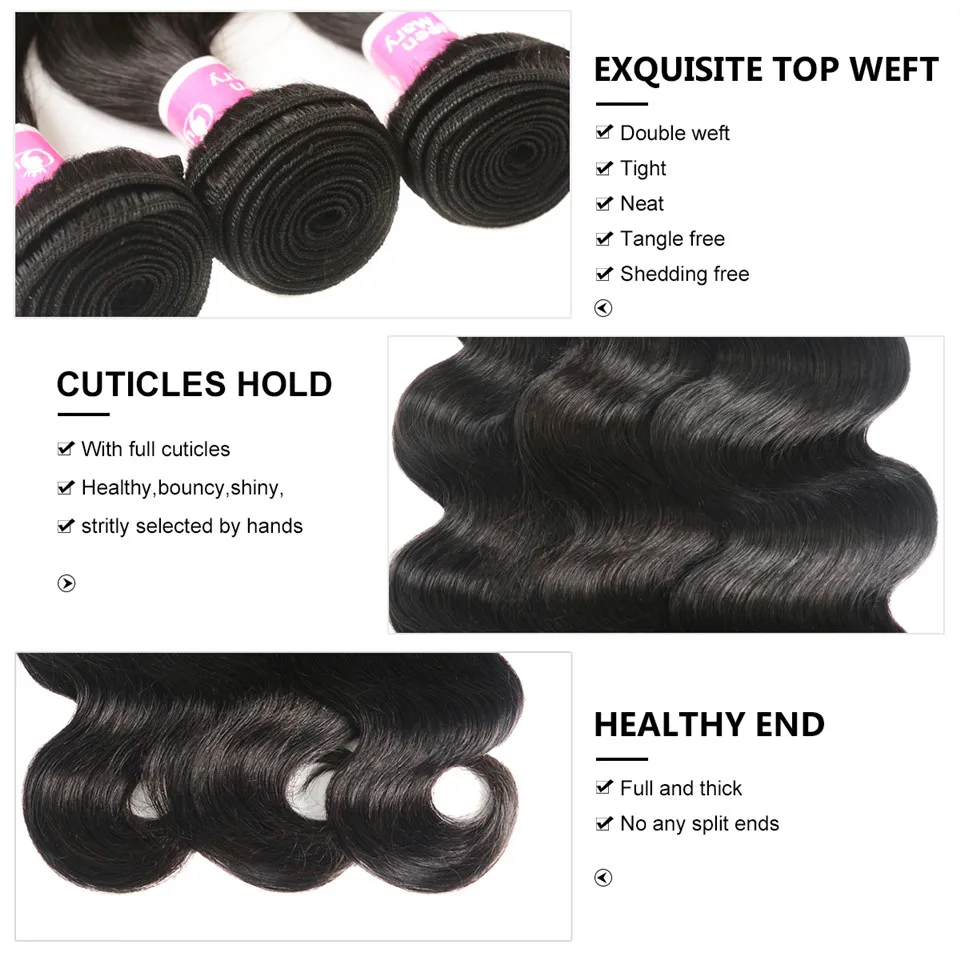 Brazilian Hair Weave Bundles Body Wave Bundles 3 or 4 Pcs/Lot 100% Human Hair Jazz Star Non-Remy Extensions