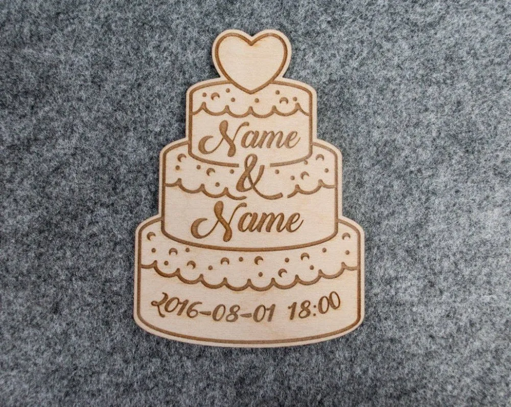 

Wedding Invitations Wooden - Wedding cake shape - Wedding Invitations -iwedding gifts for guests, Rustic favor magnets set,