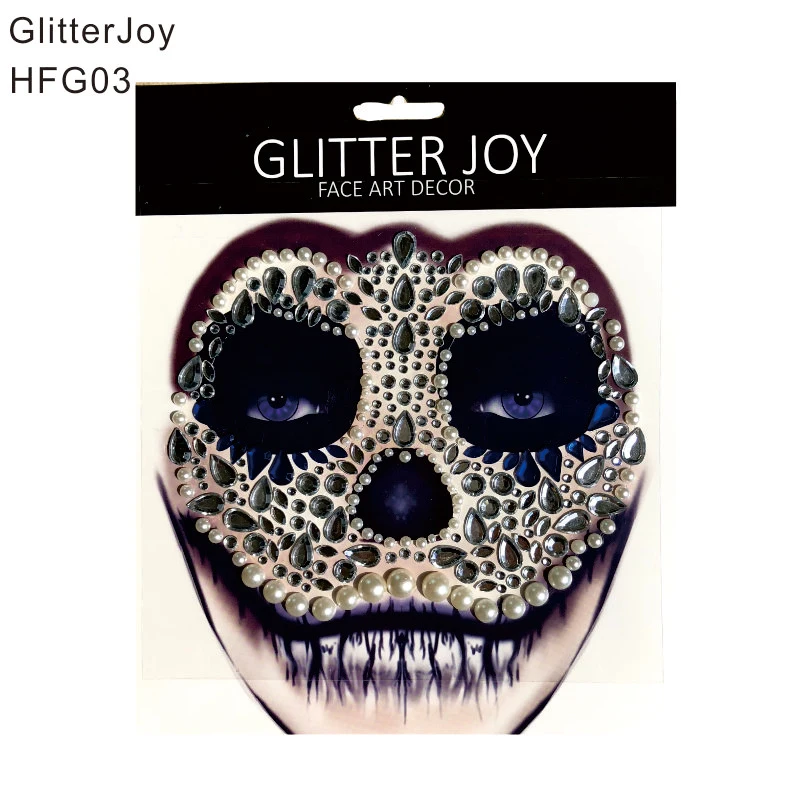 

HFG03 1Pc Skull Makeup Inspired Party Face Gem Sticker Body Paint Decor for Dressing Party Carnival Holiday Gift