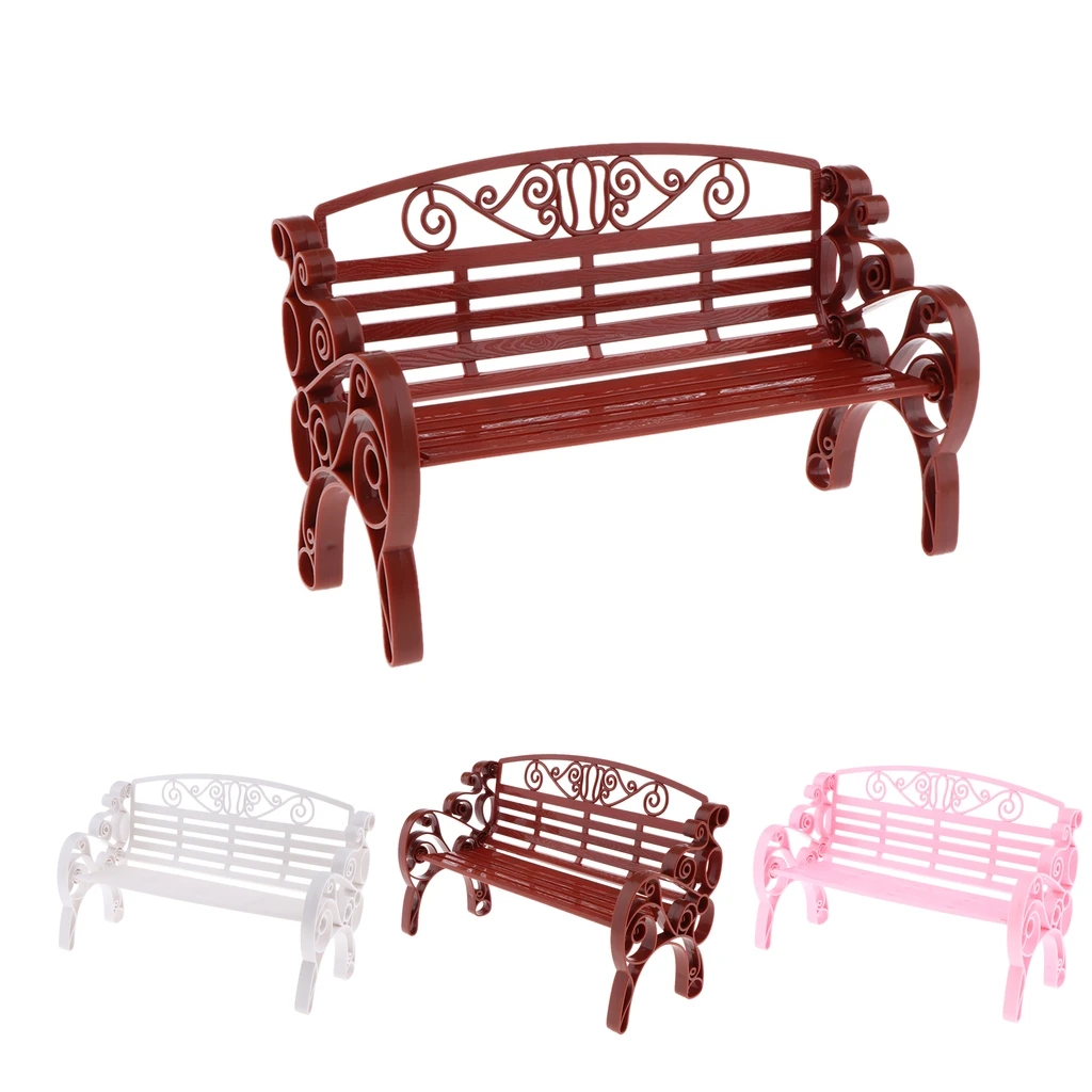 Dollhouse Miniature Village Park Bench 1/6 Dollhouse Furniture Garden Home DIY Decor