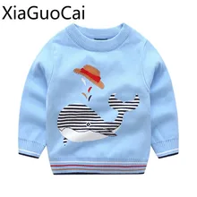Свитера для мальчиков осень-зима Детские пуловер Хлопок пуловер для мальчиков свитер Дельфин жаккардовые Детский свитер для мальчиков зимние топы
