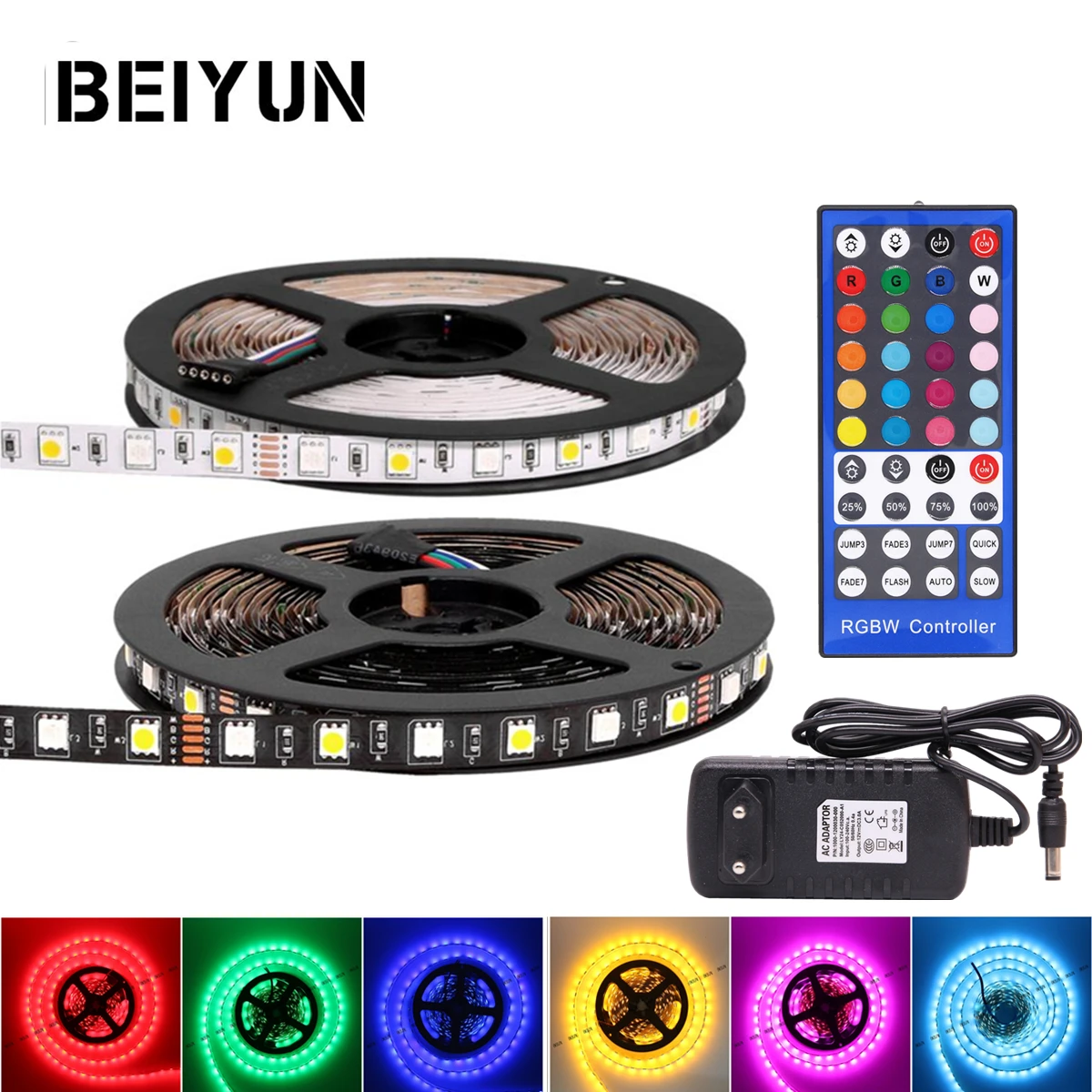 

RGB LED Strip Light 5050 SMD 5M 60Leds/m RGBWW LED neon Flexible lights RGBW IR Remote Controller DC 12V Power Adapter LED Tape