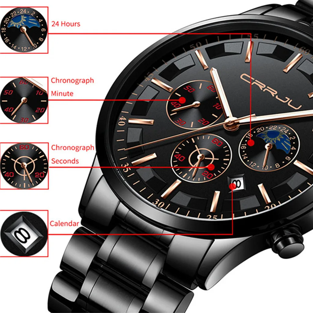 

In stock Luxury Men's Military Sports Watch Casual Fashion Business Six Pin Multi Function Chronograph clock saat xfcs Gift