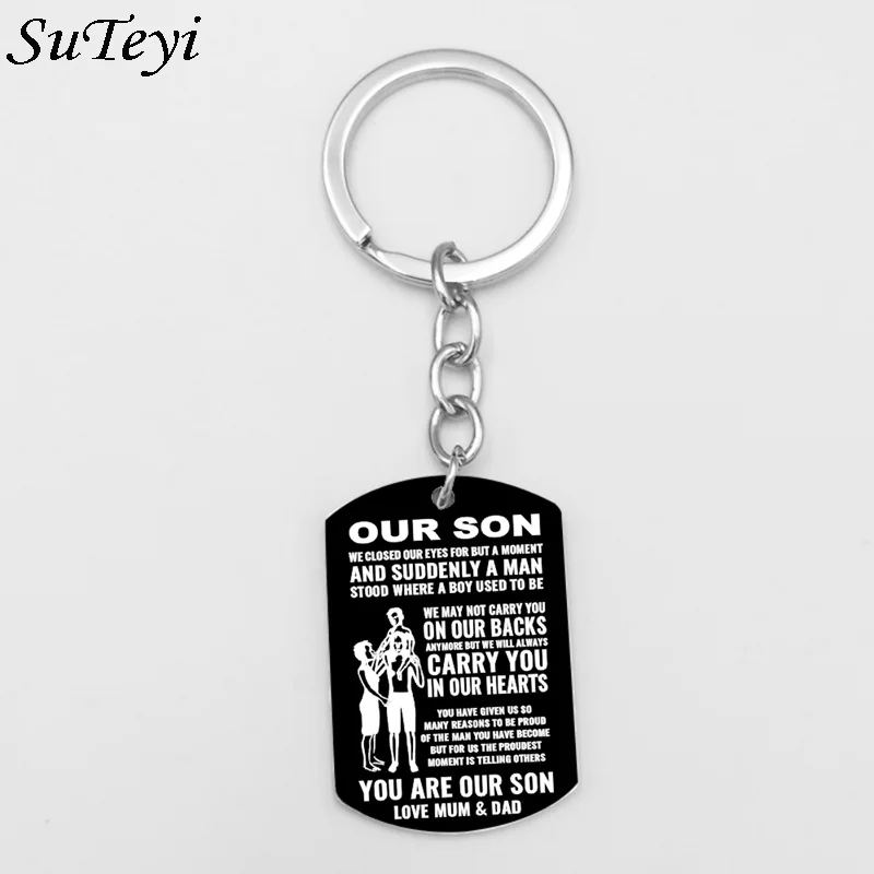 

Suteyi Hot Stainless Steel Pendant Keychains Gifts For Mom Dad Son Daughter Lover Keyring Family Best Friends Friendship Gift