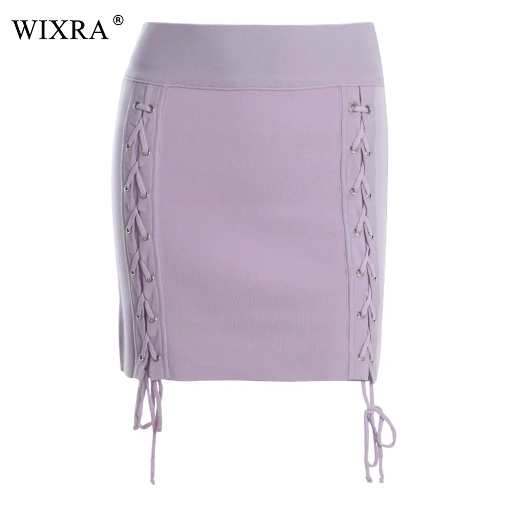 Wixra, Осень-зима, женская одежда, новинка,, мини-юбка на шнуровке, женские короткие, милые, сексуальные, вязаные, Облегающие юбки для женщин