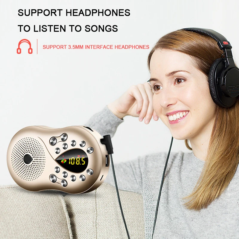 Museeq W 044CC мини Портативный радио Ручной цифровой FM USB TF MP3 плеер Динамик