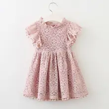 Платье для девочек, новинка года, летняя брендовая одежда для девочек, платье с кружевом и бальным дизайном вечерние девочек платье для детей 3-7 лет