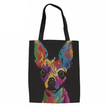 Симпатичные чихуахуа с тяжелых сумок Дамы топ-ручка сумки для Женская мода Большой Бакалея посылка складной