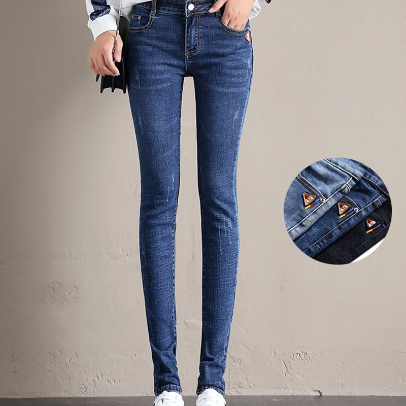 

2018 Women's Jeans Woman Trousers High Waist Straight Jeans Pencil Female Elasticity Denim Pencil Pants Plus Size