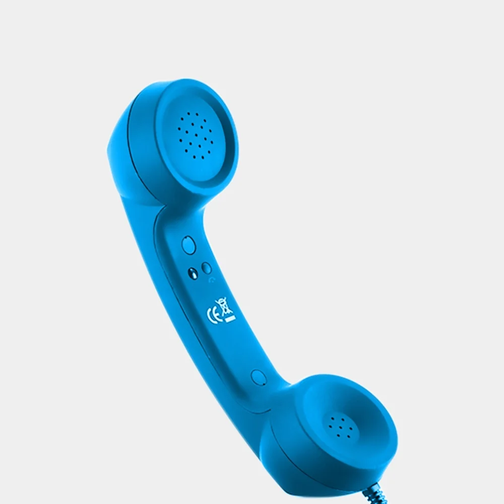3,5 мм ретро телефон приемник w \ Mic Удобная телефонная гарнитура цветные наушники телефонный звонок приемник для iPhone samsung huawei - Цвет: Blue