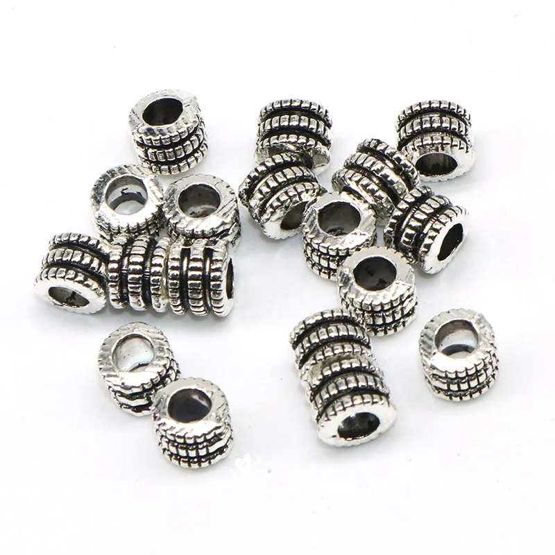 

Wholesale 100pcs/lot Zinc Alloy Loose bead Handmande Spacer Tube Beads Silver plated Needlework Beads Fit For Jewelry Making
