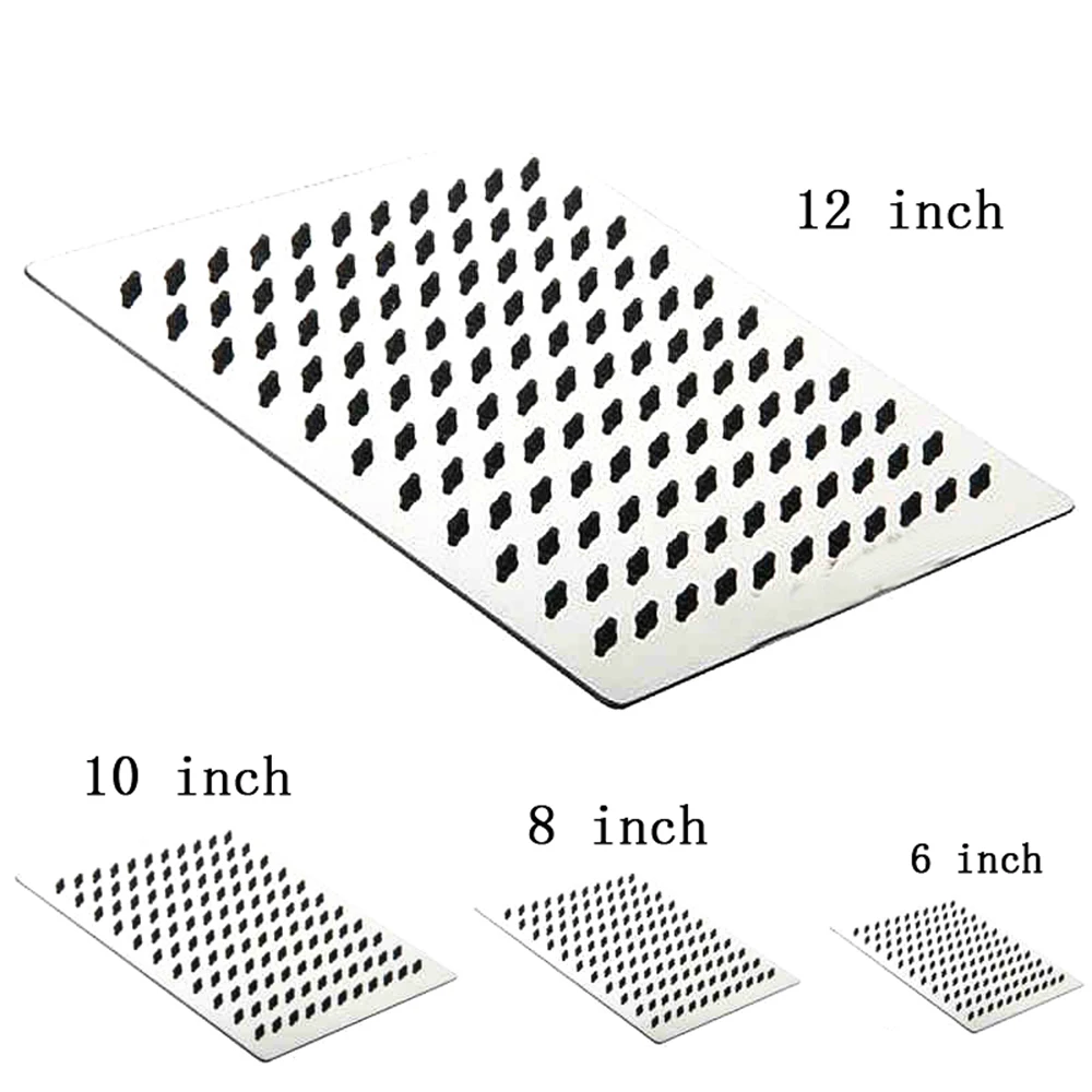 6/8/10/12 дюймов Насадки для душа квадратный Нержавеющая сталь ультра-тонкая Душевая насадка осадков Ванная комната Семейный комплект Wall-mount на крыше