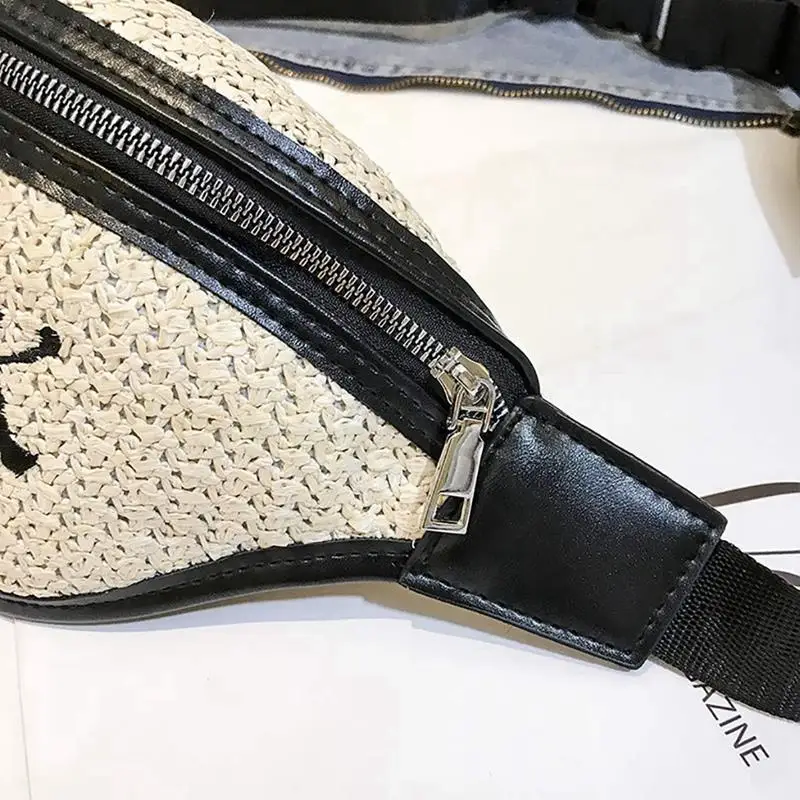 AUAU-соломенная сумка модный поясной кошелек для женщин Дорожные Поясные Сумки поясная сумка (черный)
