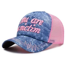 Бейсбольная Кепка с вышивкой, повседневный стиль, Солнцезащитная хлопковая сетчатая шапка, головной убор, спортивная одежда для улицы с регулируемой застежкой сзади