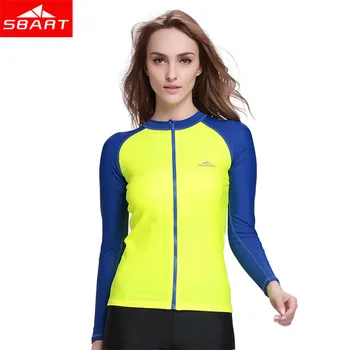 

SBART Womens Long Sleeve Swimwear Rashguard Tops Windsurfing UV Protection Swimsuit Surfing drifting Snorkeling Wetsuit Jacket L