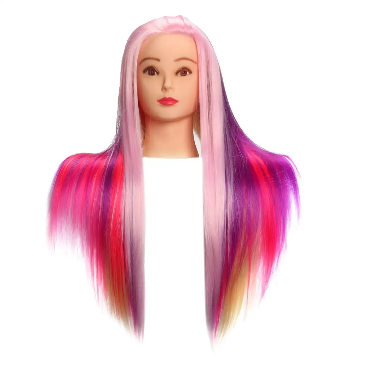 2" фиолетовый и розовый профессиональный салон Практика голова красочные высокой температуры волокна волос Модель парикмахерские манекены