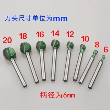 

6mm Shank Tungsten Alloy Spherical Cutters Woodworking Carving Knife CNC Machine Cutter Electric Drill Engraving Grinding Head
