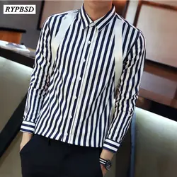 Мужские Полосатые рубашки мужской платье с длинным рукавом Camisa Masculina Slim Fit Повседневное мужские рубашки Бизнес 2018 осенью новый