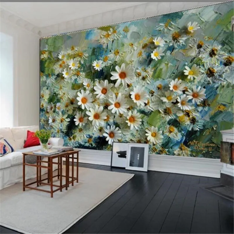 Обои на заказ 3d фрески Европейский и американский стиль Хризантема papel de parede картина маслом ТВ фон настенная бумага