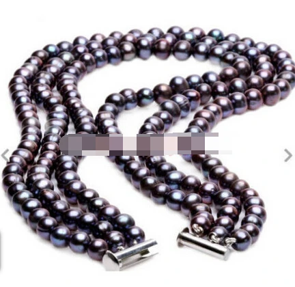 

ddh001930 triple strands8-9mm tahitian black red pearl necklace
