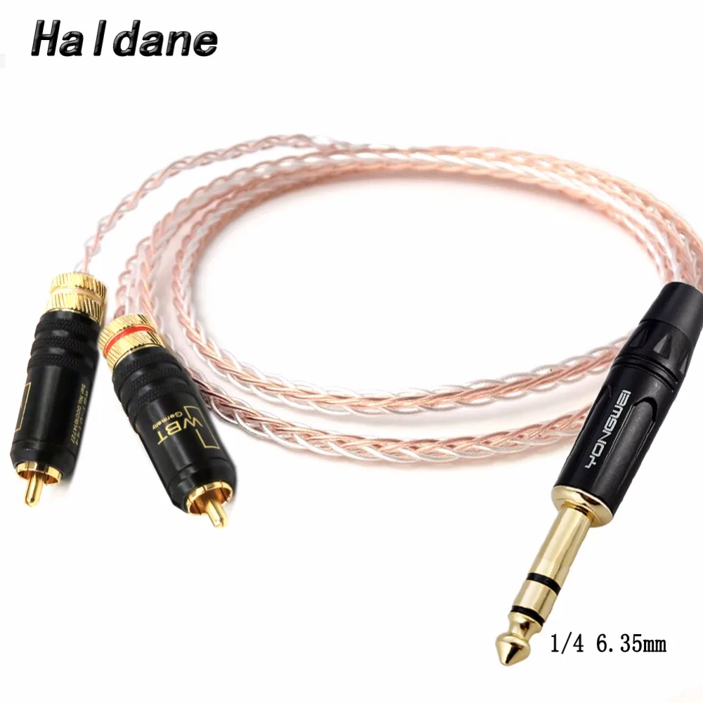 Бесплатная доставка Холдейн 1/4 &quot6 35 мм штекер 2 RCA аудио кабель адаптер 7N OCC Медь с