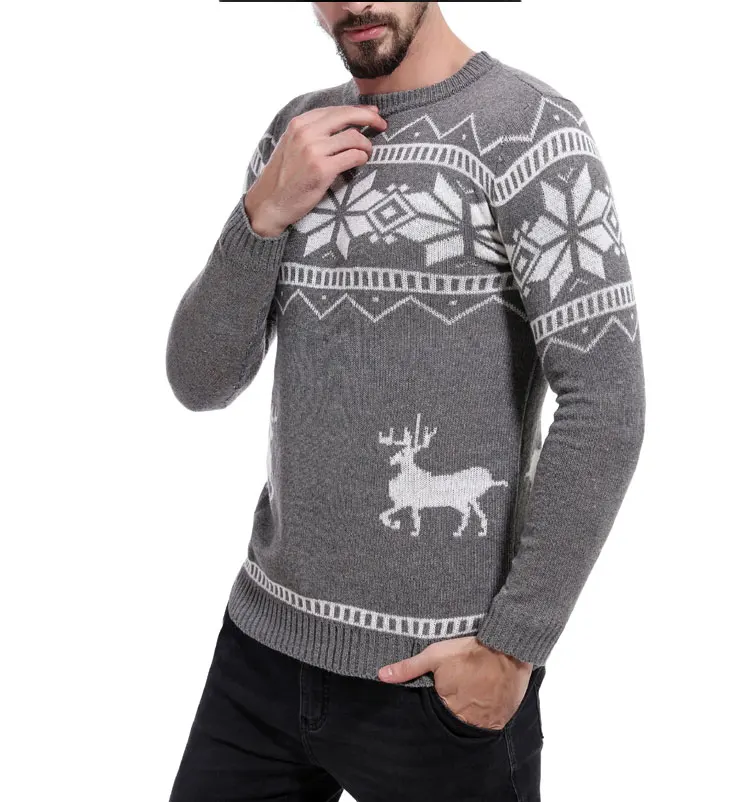 SUKIMWL свитера Для мужчин 2018 Новый рождественский пуловер с оленями Для мужчин зимние теплые Для мужчин вязаный свитер Slim Fit Повседневное Для