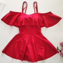 Сексуальный женский цельный купальник пуш-ап топ с рюшами и бретельками, горячая распродажа, красный купальник, пляжная одежда для девочек, сплошной купальный костюм