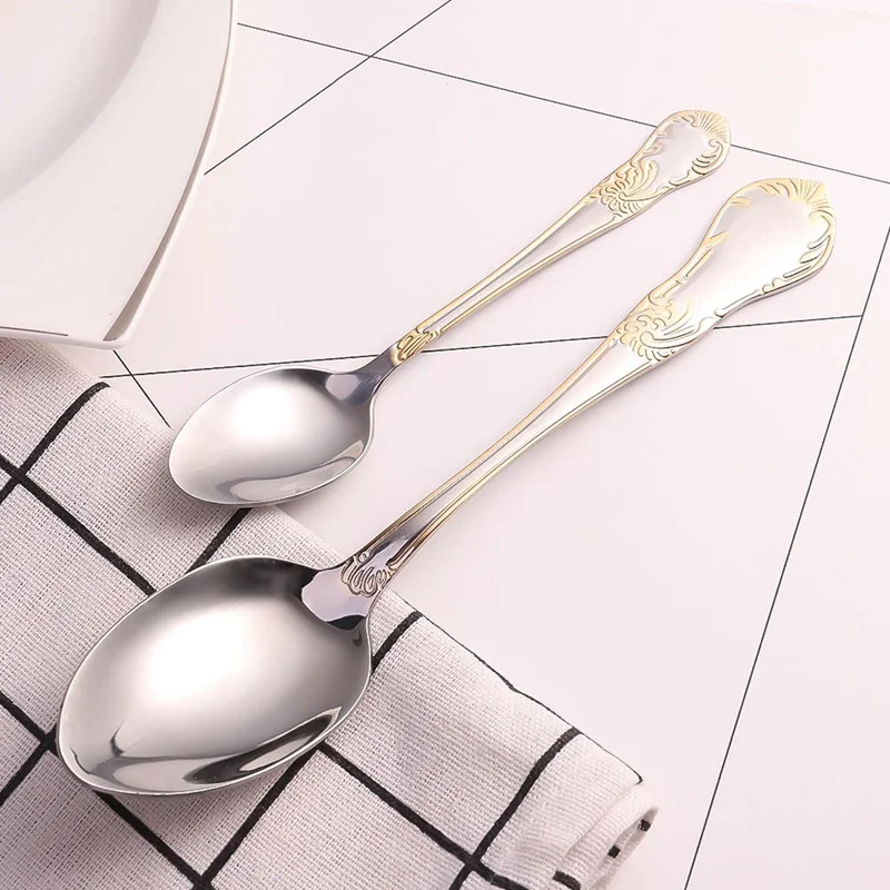 Столовая посуда столовые ножи вилки Позолоченные 1 шт. новинка серебряные столовые приборы набор посуды из нержавеющей стали