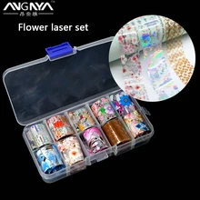 ANGNYA 1 Набор Голографическая фольга для ногтей 2,5*100 см цветок Лазерная Звездная наклейка для ногтей Фольга s наборы для дизайна ногтей маникюрное украшение