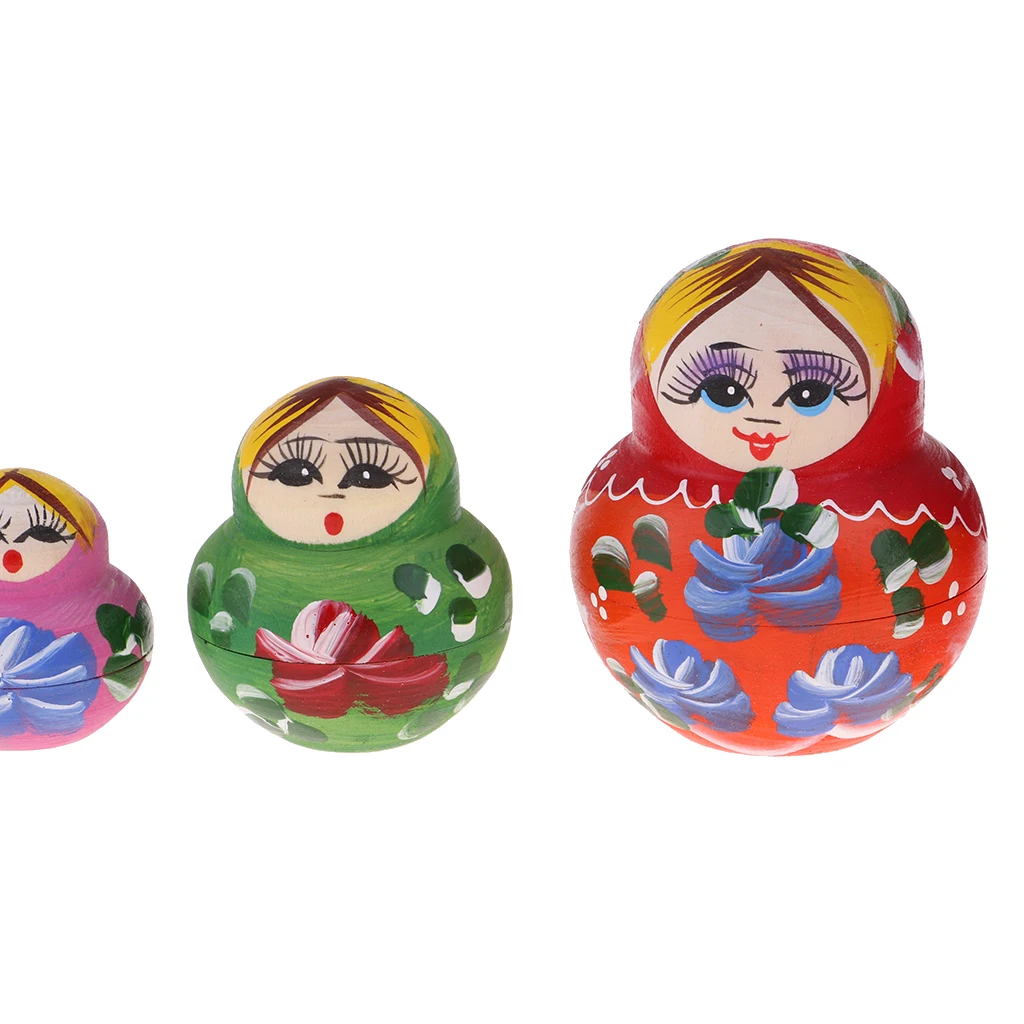 Handmade Colorful Russian Nesting Doll Babushka Wooden Matryoshka Dolls Stacking Dolls 10 Pieces Home Ornament Crafts Gift Toys