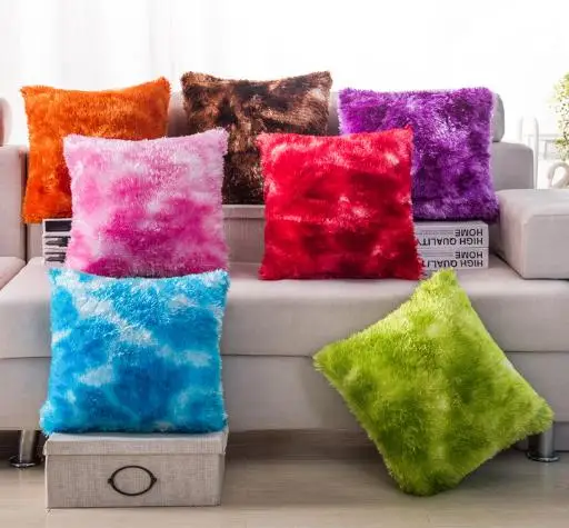 

Soft Plush Faux Fur Wholesale Decorative Cushion Pillowcase Throw Pillow For Sofa Car office Chair Hotel Home Decoration