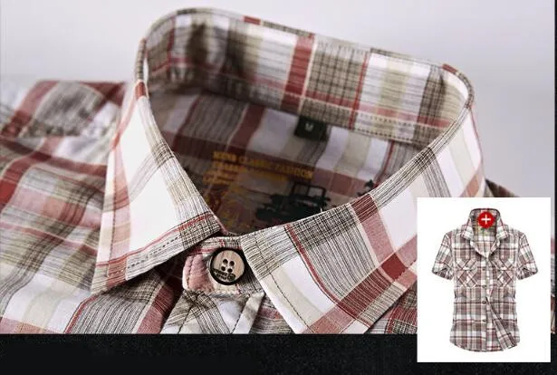 Kopen Nieuwe Mannen Shirts Merk Casual Katoenen Shirt Korte Mouwen Jong Man Losse Zomer Plaid Plus Size Shirt