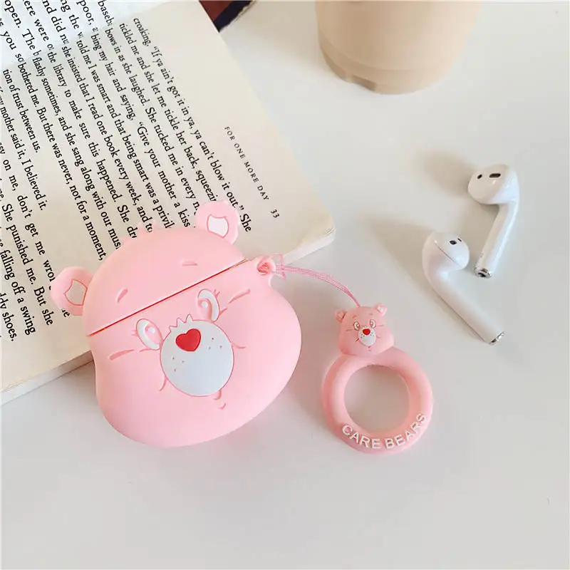 3D милая, с радужным принтом Care Bears силиконовый чехол для Apple Airpods 1 2 Беспроводной наушники Карамельный цвет покрытие с медведем зарядным устройством